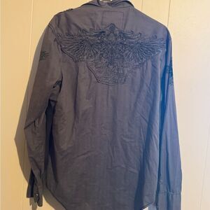BUCKLE BLACK LABEL Men‎ Large Y2K embroidered Shuttle Strap button down Shirt